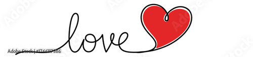 A cursive drawing of the word "love" with a red heart at the end.