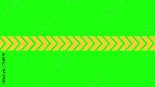 yellow arrow moves left to right on green screen 
