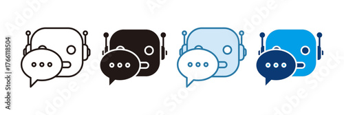 Chat Bot Icon Set Multiple Style Collection