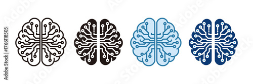Ai Brain Icon Set Multiple Style Collection