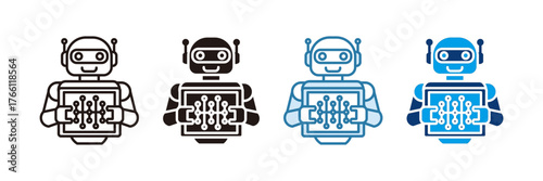Smart Robot Icon Set Multiple Style Collection