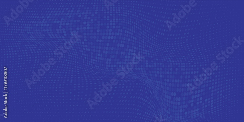 Halftone dots isolated on blue background. Dotted spray texture. Vector abstract design elements, spiral circles, sound waves, circle vector dots.