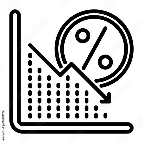 decrease rate icon, line icon style