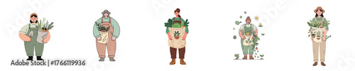 Organic Farmer Holding Fresh Vegetables Flat Vector Illustration for Gardening and Sustainable Agriculture Concept