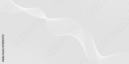 Futuristic gray white abstract background. shining wave lines pattern for banner, wallpaper, cover. Vector illustration