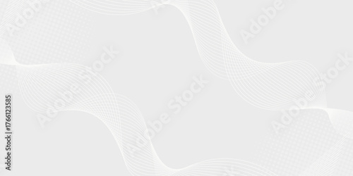 Futuristic gray white abstract background. shining wave lines pattern for banner, wallpaper, cover. Vector technology soft