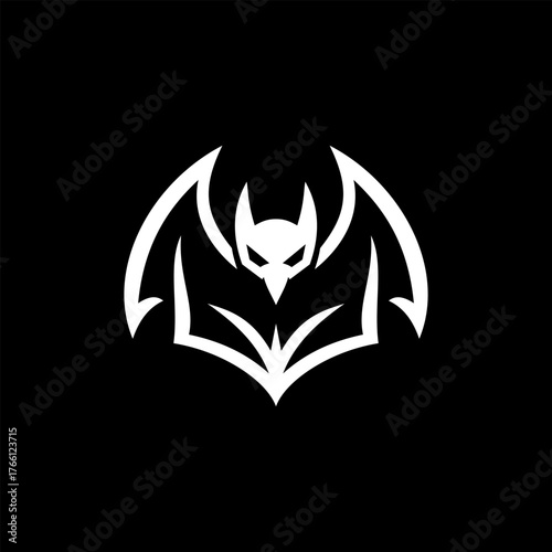 Stylized bat logo in sharp geometric design with pointed wings and abstract face