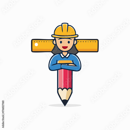 Cartoon Female Engineer Character: Constructing a Future with Knowledge and Precision