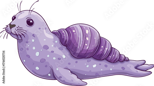 A Cartoon illustration of a seal isolated on white background