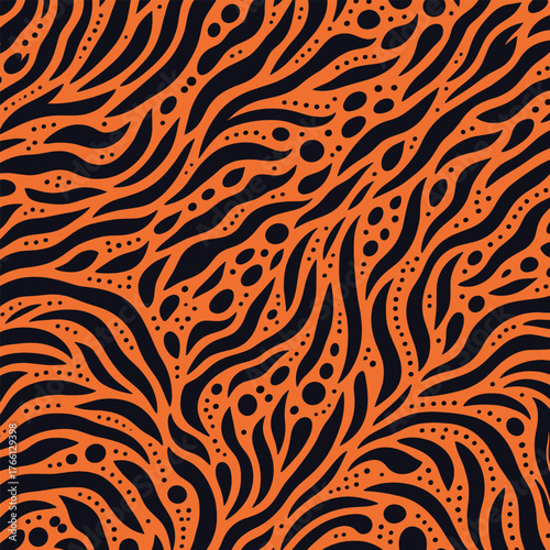 Tiger skin pattern illustration vectand with wild animal fur stripes and texture background, great fand fabric prints, wallpaper, tile surfaces, and decandative designs.