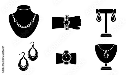 set of jewelry on mannequin isolated on white