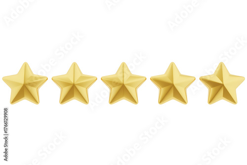 Five golden stars arranged in a row, representing excellence, achievement, and high ratings.