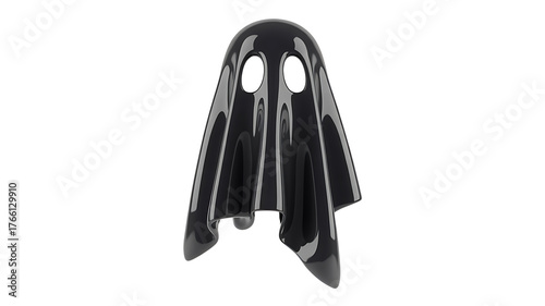 Sleek, black ghost figurine with flowing drapery, evoking mystery and a spectral presence.
