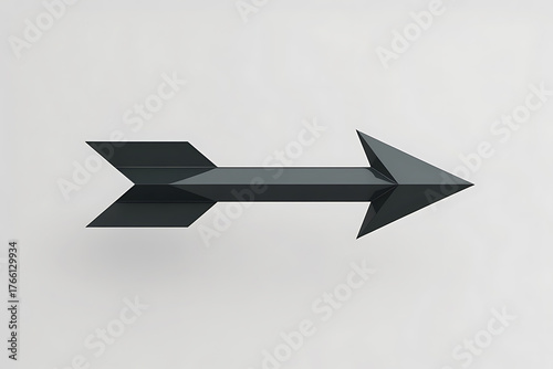 Sleek, dark arrow shape points forward, suggesting direction, progress, and a clear path ahead.