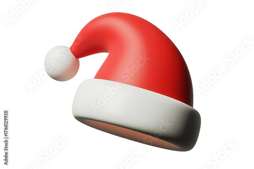 Festive red hat with white trim, evoking holiday cheer and winter celebrations.