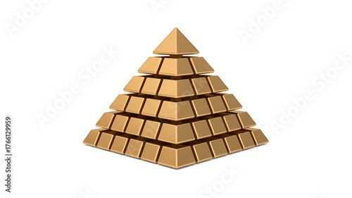 Geometric pyramid structure composed of stacked blocks, suggesting stability, hierarchy, and ancient architecture.