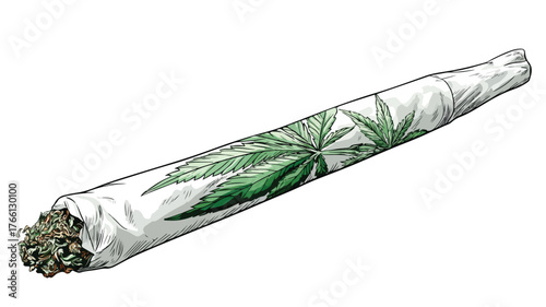 Cannabis Handrolled Cigarette Vector Object Isolated