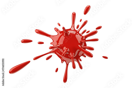 Vivid red liquid splash, dynamic and chaotic, evoking impact and intense emotion.