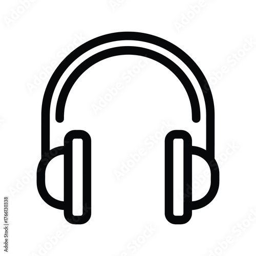 Outlined black headphone symbol appears simple and modern on white background for digital use