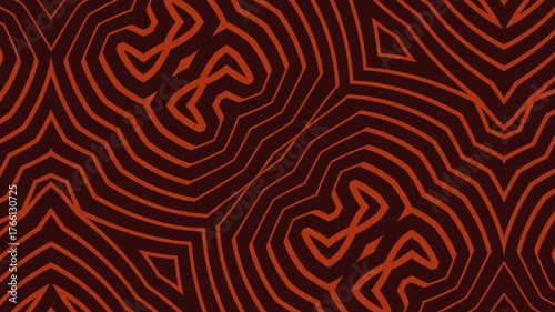 Overlaid upon this dark canvas are vintage, elegant lines in a warm, lustrous copper or brassy orange. This animation loop patterns provides a luxurious contrast against the brown background.