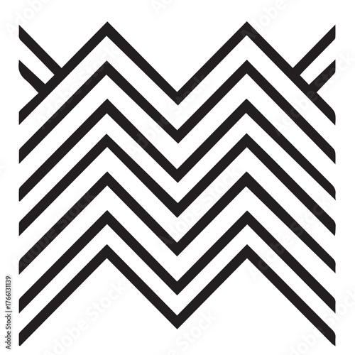 Zigzag pattern isolated on white background featuring repeating chevron shapes, creating a bold and eyecatching design with a sense of rhythm and movement in a modern aesthetic