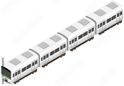 Isometric Illustration of Commuter Train Vector