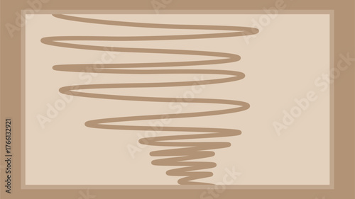 Abstract Hand Drawn Tornado or Spiral Line Vector - Scribble Art Design Element in Earth Tones