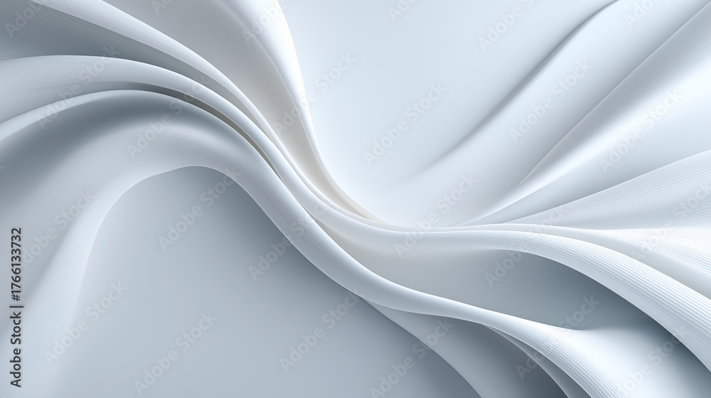 Fototapeta premium White flowing abstract fabric creating smooth waves and curves