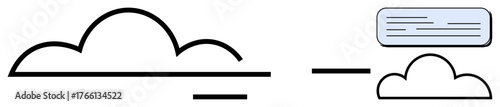 Bold cloud shape with horizontal lines representing connectivity, layered with a document icon. Ideal for technology, IT networking, automation, hosting, collaboration, data sharing, simple flat