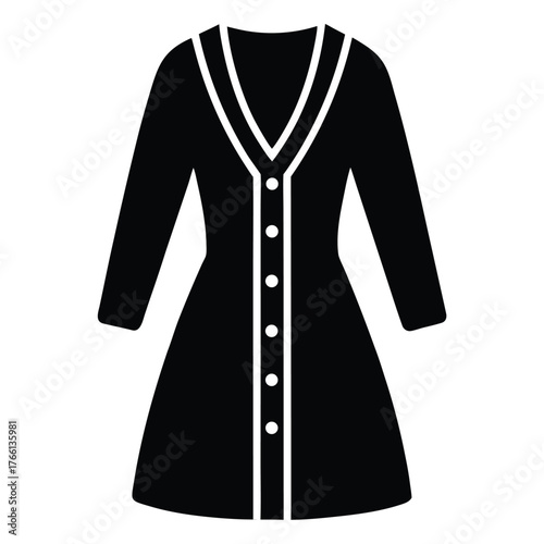 cozy cardigan style dress vector icon