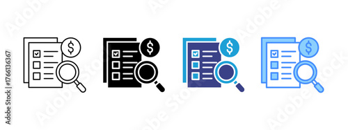 Audit icon set multiple style collection