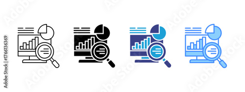 Analysis icon set multiple style collection