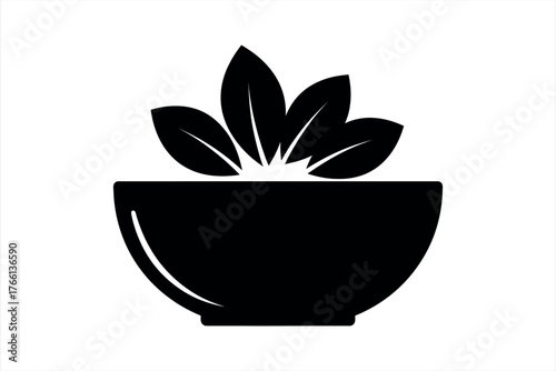 Fresh Herb Leaves in Bowl Icon