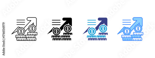 Profit icon set multiple style collection