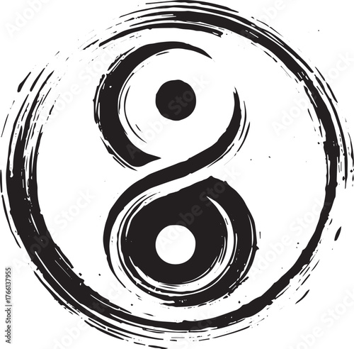 Balance Harmony: Sumi-e Yin Yang Symbol for Creative Design and Decoration