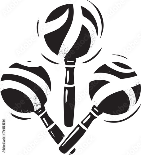 Three juggling clubs icon, entertainment design in black and white graphic style