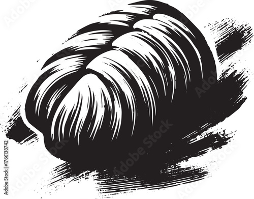 Minimalist Sumi-e Illustration of Dolmades with Brush Stroke Effect