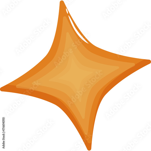 Sparkle Icon orange four pointed star shape with layered orange gradient and white background perfect for representing magic or shine