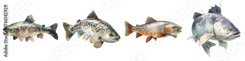 Stunning Collection of Trout Fish Illustrations for Nature Enthusiasts and Fly Fishing Aficionados, Perfect for Educational Materials and Outdoor Adventure Designs