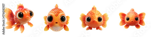 Adorable goldfish group, perfect for children's books, playful designs, and whimsical illustrations that bring a touch of aquatic charm and joy to any project