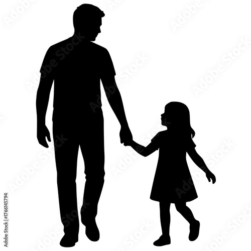 Silhouette of father and daughter