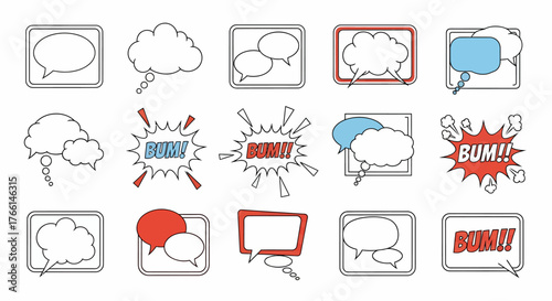 Vector Comic Bubbles Set Diverse Speech and Thought Balloons Collection