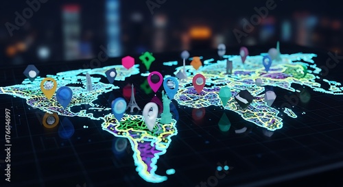 Global Connectivity - A World Map of Digital Connections and Technology.