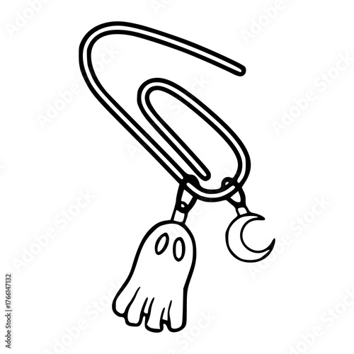 cute Halloween ghost dangling charm or paper clip line art