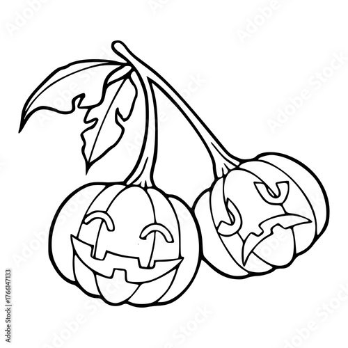 autumn harvest and Halloween decoration doodle