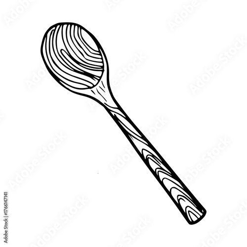 wooden spoon with wood grain texture vector