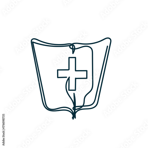 continuous line drawing shield and cross logo for health 