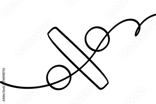 Percent illustration with continuous line design. Interesting abstract line art design.