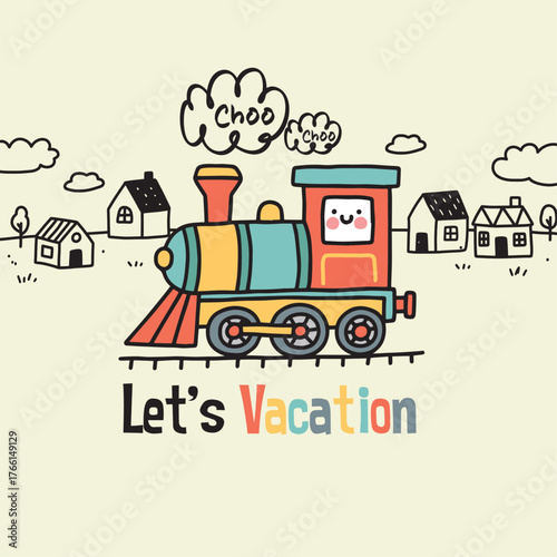 Cute Train Doodle Vector Set 