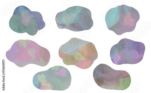 くすみマーブル模様の線画フレームデザイン素材イラストセット